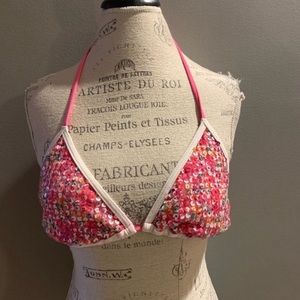 Pink Sequins Bikini Top Size M